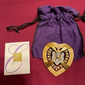 Vintage Elizabeth Taylor Heart of Hollywood Enamel Crystal Brooch